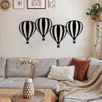 Playful Hot Air Balloon Metal Wall Art 80 × 37 cm / Black