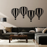 Playful Hot Air Balloon Metal Wall Art 80 × 37 cm / Black
