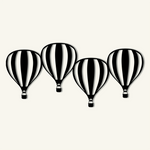Playful Hot Air Balloon Metal Wall Art 80 × 37 cm / Black