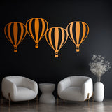 Playful Hot Air Balloon Metal Wall Art 80 × 37 cm / Black