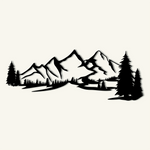 Rustic Mountain Pine Metal Wall Art 75 × 28 cm / Black