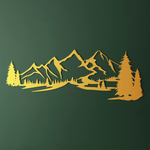 Rustic Mountain Pine Metal Wall Art 75 × 28 cm / Black
