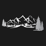 Rustic Mountain Pine Metal Wall Art 75 × 28 cm / Black