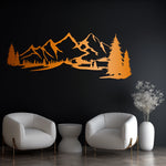 Rustic Mountain Pine Metal Wall Art 75 × 28 cm / Black