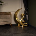 3D Metal Crescent Moon Islamic Decor 110 cm / Gold