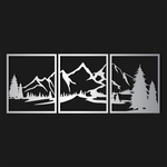 Scenic Mountain Landscape Metal Wall Art Set 53 × 62 cm / Black