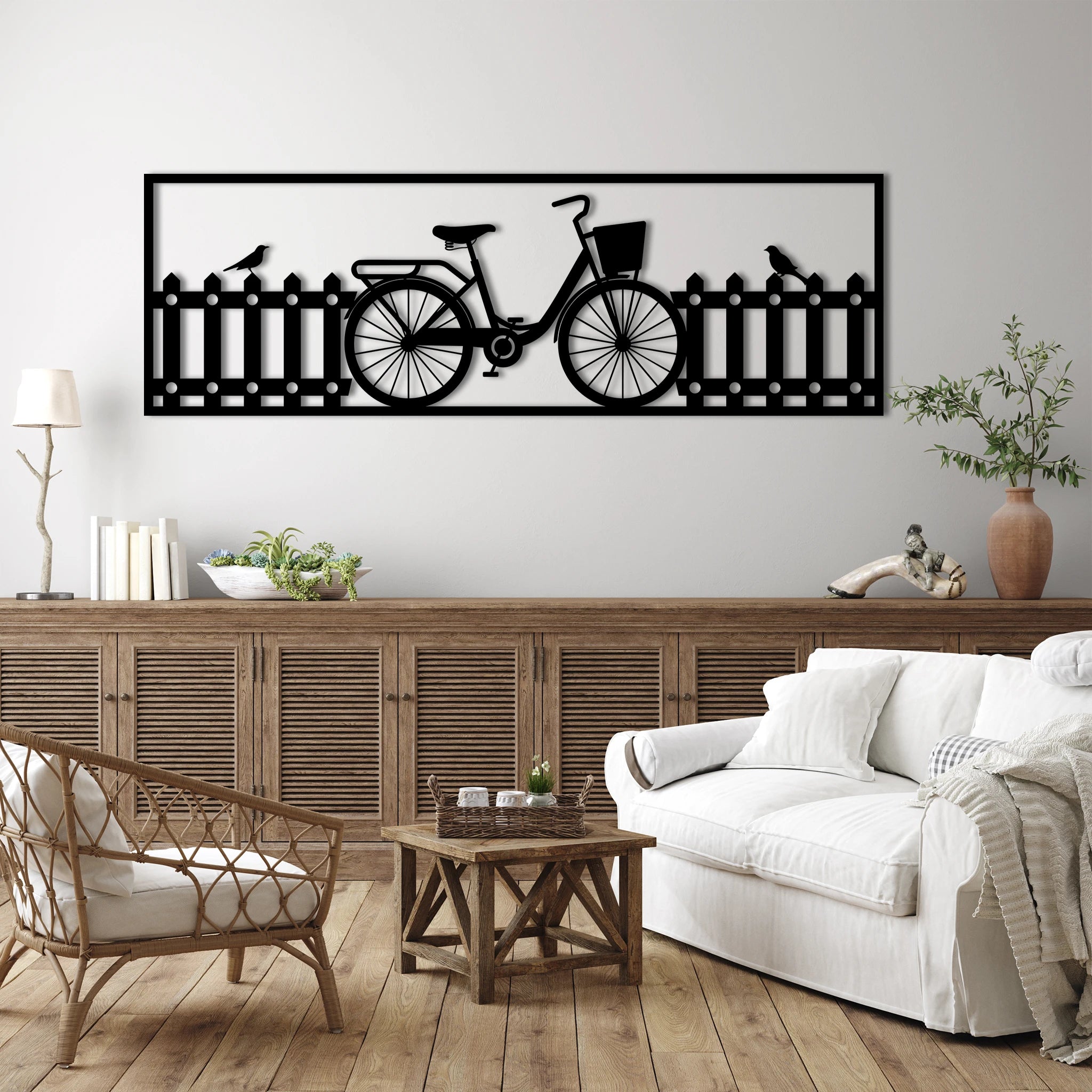 Retro Bicycle Metal Wall Art 92 × 30 cm / Black