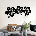Elegant Hibiscus Floral Metal Wall Art Set 85 × 40 cm / Black