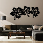 Elegant Hibiscus Floral Metal Wall Art Set 85 × 40 cm / Black