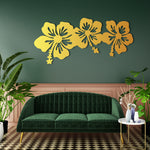Elegant Hibiscus Floral Metal Wall Art Set 85 × 40 cm / Black