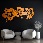 Elegant Hibiscus Floral Metal Wall Art Set 85 × 40 cm / Black
