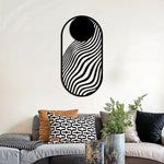 Modern Abstract Wave Metal Wall Art 39 × 75 cm / Black