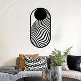 Modern Abstract Wave Metal Wall Art 39 × 75 cm / Black
