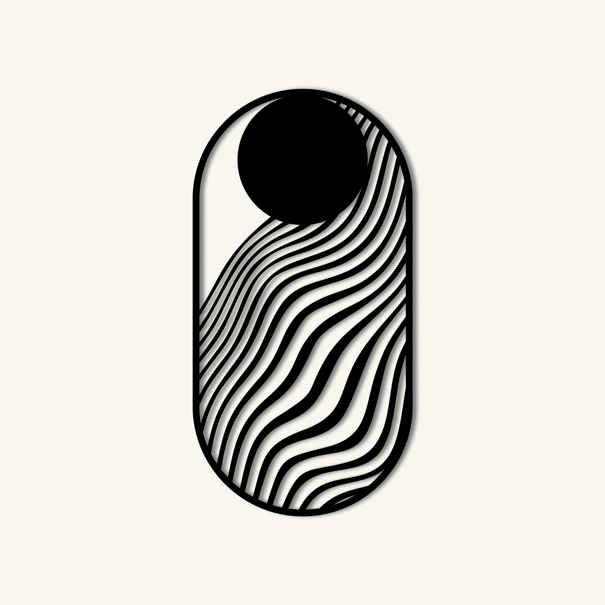 Modern Abstract Wave Metal Wall Art 39 × 75 cm / Black