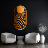 Modern Abstract Wave Metal Wall Art 39 × 75 cm / Black