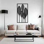 Sculptural Leaf Pattern Metal Wall Art 39 × 69 cm / Black