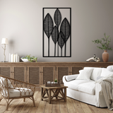 Sculptural Leaf Pattern Metal Wall Art 39 × 69 cm / Black