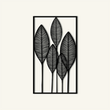 Sculptural Leaf Pattern Metal Wall Art 39 × 69 cm / Black