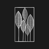 Sculptural Leaf Pattern Metal Wall Art 39 × 69 cm / Black