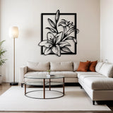 Refined Lily Floral Metal Wall Art 54 × 62 cm / Black