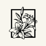 Refined Lily Floral Metal Wall Art 54 × 62 cm / Black