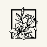 Refined Lily Floral Metal Wall Art 54 × 62 cm / Black