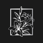 Refined Lily Floral Metal Wall Art 54 × 62 cm / Black