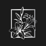 Refined Lily Floral Metal Wall Art 54 × 62 cm / Black