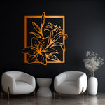 Refined Lily Floral Metal Wall Art 54 × 62 cm / Black