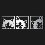 Playful Cat Faces Metal Wall Art Set 49 × 49 cm / Black