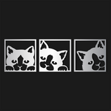 Playful Cat Faces Metal Wall Art Set 49 × 49 cm / Black