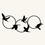 Contemporary Birds Circles Metal Wall Art 83 × 39 cm / Black