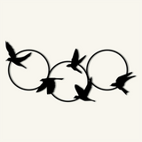 Contemporary Birds Circles Metal Wall Art 83 × 39 cm / Black