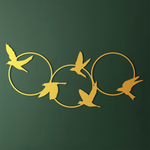Contemporary Birds Circles Metal Wall Art 83 × 39 cm / Black