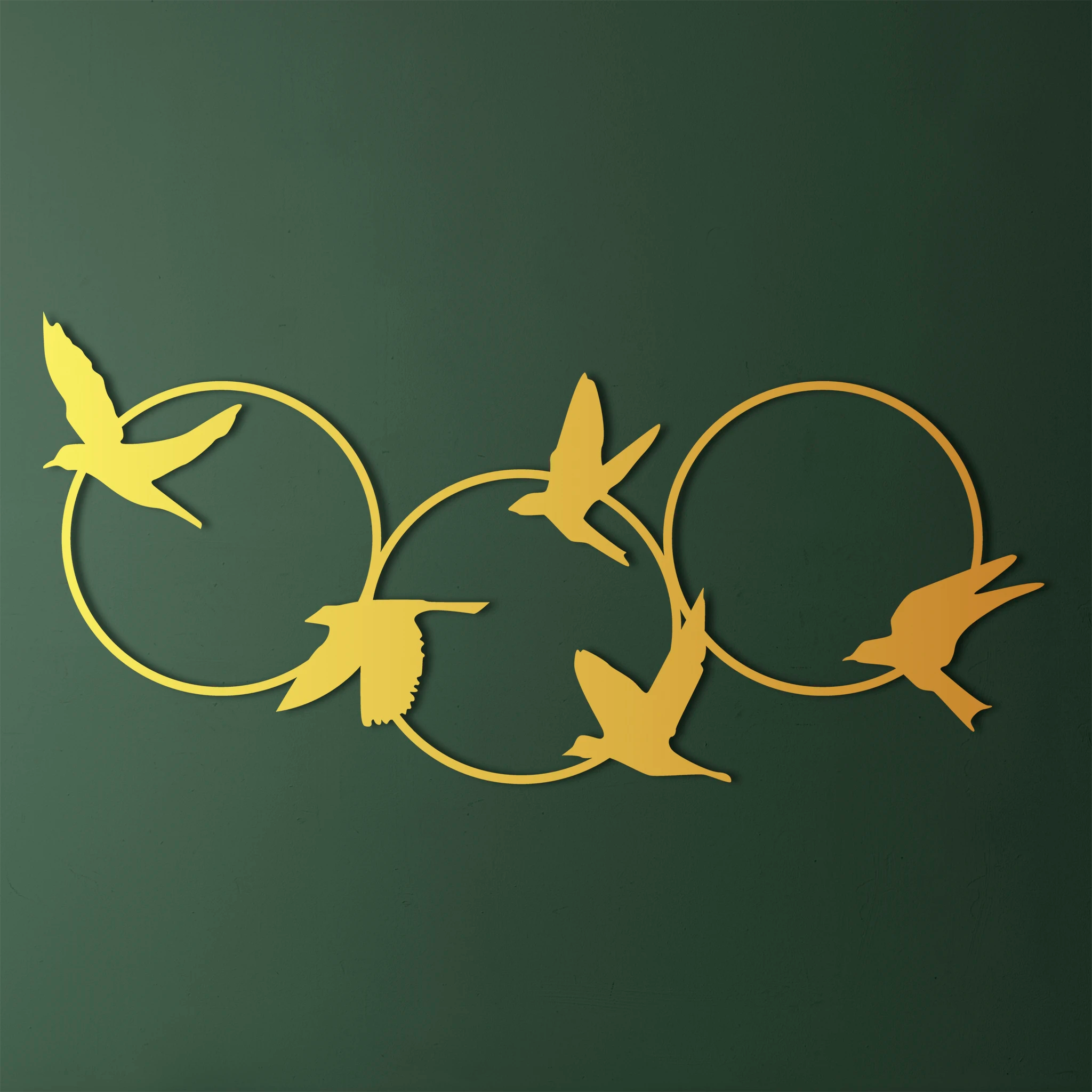 Contemporary Birds Circles Metal Wall Art 83 × 39 cm / Black