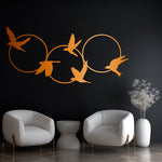 Contemporary Birds Circles Metal Wall Art 83 × 39 cm / Black