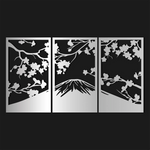 Serene Sakura Mountain Metal Wall Art Set 39 × 65 cm / Black