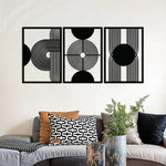 Minimalist Geometric Metal Wall Art Set 49 × 69 cm / Black
