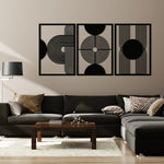 Minimalist Geometric Metal Wall Art Set 49 × 69 cm / Black