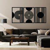 Minimalist Geometric Metal Wall Art Set 49 × 69 cm / Black