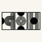 Minimalist Geometric Metal Wall Art Set 49 × 69 cm / Black