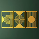 Minimalist Geometric Metal Wall Art Set 49 × 69 cm / Black