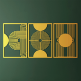 Minimalist Geometric Metal Wall Art Set 49 × 69 cm / Black