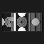 Minimalist Geometric Metal Wall Art Set 49 × 69 cm / Black