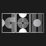 Minimalist Geometric Metal Wall Art Set 49 × 69 cm / Black