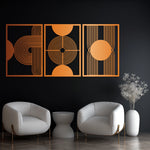 Minimalist Geometric Metal Wall Art Set 49 × 69 cm / Black
