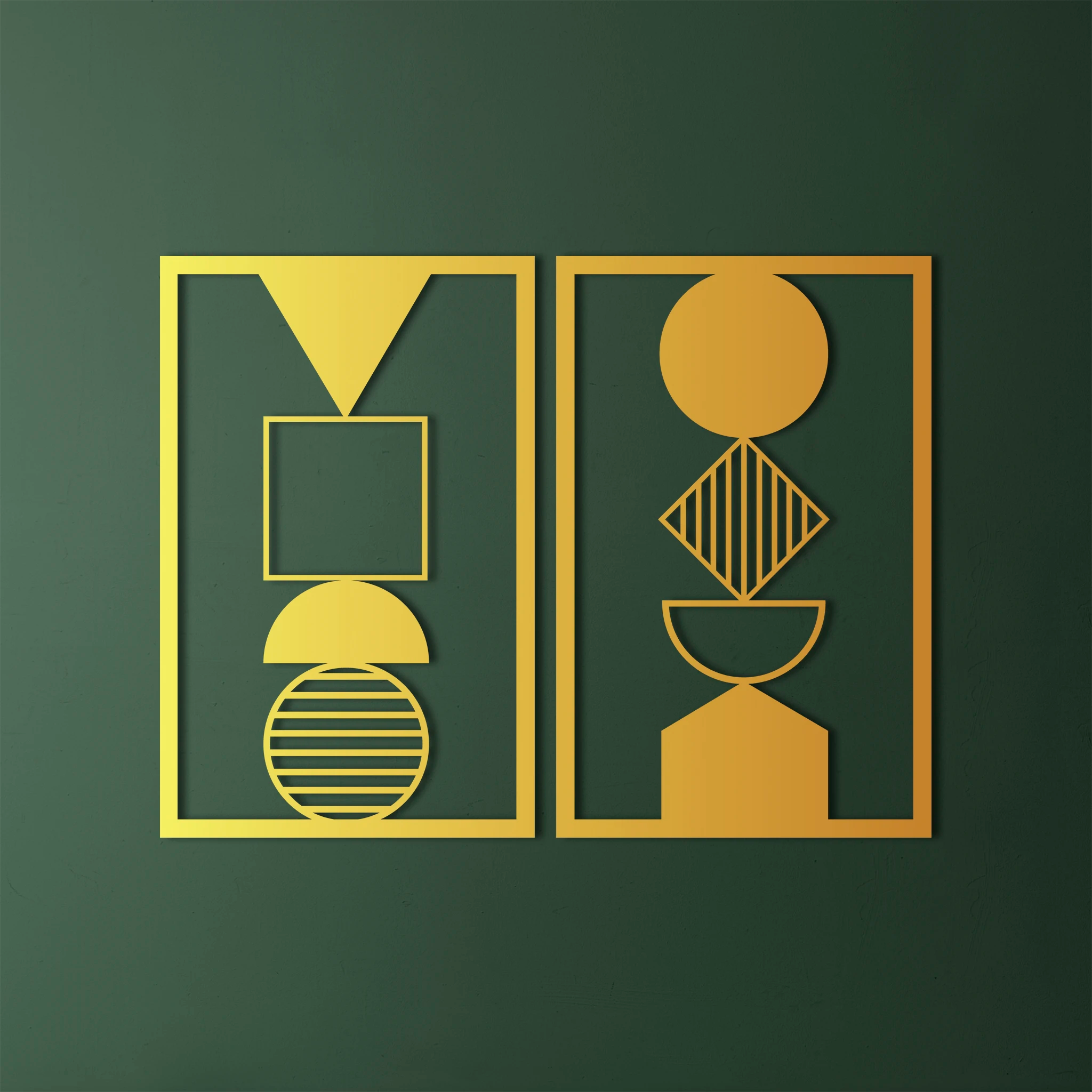 Contemporary Geometric Metal Wall Art Set 45 × 70 cm / Black