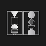 Contemporary Geometric Metal Wall Art Set 45 × 70 cm / Black