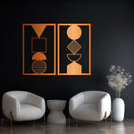 Contemporary Geometric Metal Wall Art Set 45 × 70 cm / Black