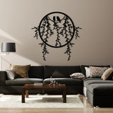 Tranquil Birds and Branches Metal Wall Art 67 × 65 cm / Black